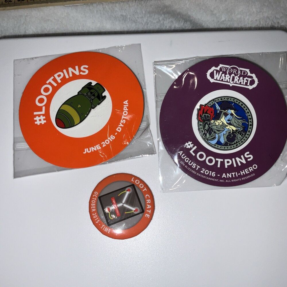 WorldWarcraft & Dystopia Lootpins Crate Exclusive Aug. 2016, June 2016, OCT 2015